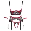 Cottelli Bondage - Matt, csipkés push-up melltartó szett (piros)