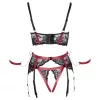 Cottelli Bondage - Matt, csipkés push-up melltartó szett (piros)