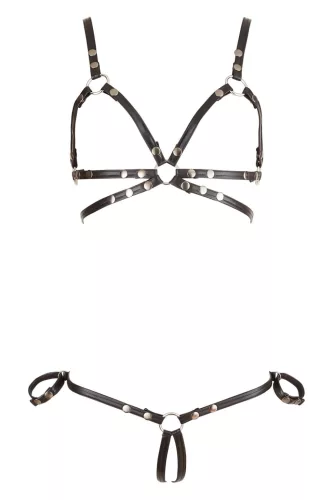 / Cottelli Bondage - fényes dísz testhám bikini (fekete)