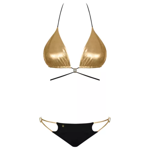 / Obsessive Goldivia - fényes, nyakpántos bikini (arany-fekete)