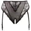 / Cottelli Plus Size - csipke harisnyatartós bugyi (fekete)
