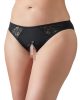 Cottelli Plus Size - csipkés, nyitott bugyi (fekete)