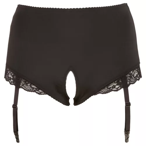 / Cottelli Plus Size - harisnyatartós nyitott bugyi (fekete)