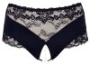 Cottelli Plus Size - csipkés gyöngyös nyitott bugyi (fekete)