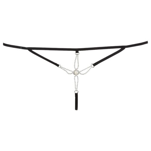 Cottelli - Strasszos női, nyitott tanga (fekete)