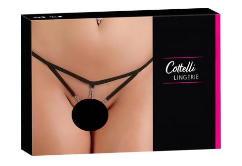 Cottelli - Strasszos női, nyitott tanga (fekete)