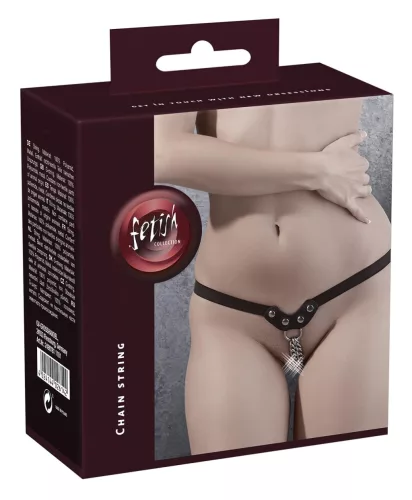 Fetish - szegecses, láncos tanga (fekete, S-L)