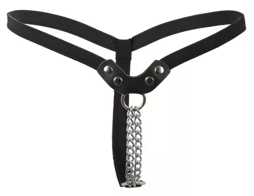 Fetish - szegecses, láncos tanga (fekete, S-L)