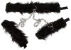 Bad Kitty - szőrmés-láncos bilincs szett (4 részes) - fekete