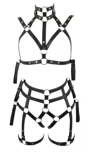 / Bad Kitty - bondage testhám melltartó szett (fekete)