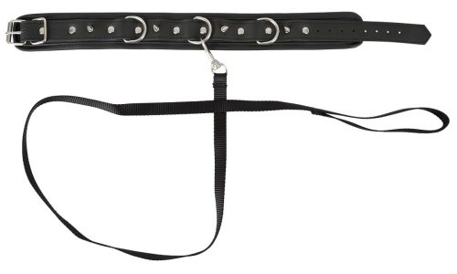 Vegan Fetish - szegecses nyakörv és póráz (fekete)