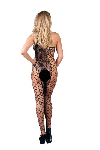 NO:XQSE - virágos aszimmetrikus overál - fekete (S-L)