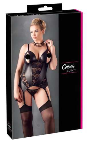 Cottelli - Virágos női felső, molett fazonban (fekete)