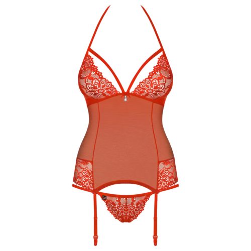 Obsessive 838-COR-3 - nyakpántos felső tangával (piros)