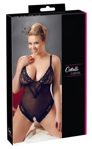 Cottelli Plus Size - csipkés body (fekete)