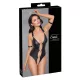 / Cottelli Bondage - fényes, gyűrűs, nyitott body (fekete)