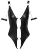 / Cottelli Bondage - fényes, gyűrűs, nyitott body (fekete)