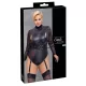 / Cottelli Bondage Plus Size - csipkésujjú body (fekete)