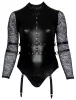/ Cottelli Bondage Plus Size - csipkésujjú body (fekete)