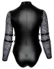 / Cottelli Bondage Plus Size - csipkésujjú body (fekete)