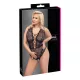 Cottelli Curves Plus Size - átlátszó mintás body (fekete)