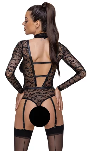 Cottelli - átlátszó, pántos body (fekete)