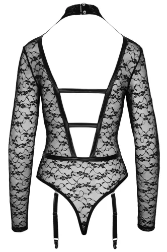 Cottelli - átlátszó, pántos body (fekete)