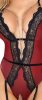 Abierta Fina - nyitott body harisnyatartóval (fekete-vörös)