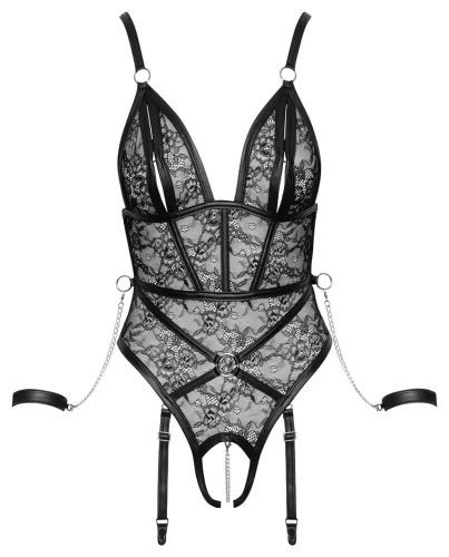 Cottelli Bondage - nyitott body bilinccsel (fekete)