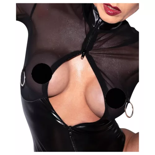 Noir - fényes body átlátszó betéttel (fekete)