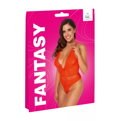 / Cottelli - keresztpántos csipke body (piros)