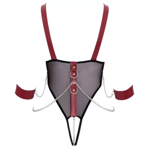 Cottelli Bondage - pántos nyitott body lánccal (fekete)