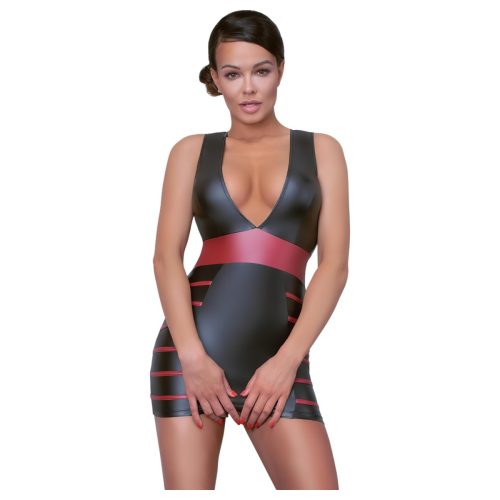 / Cottelli Party - csíkos, testre simuló ruha (fekete-vörös)