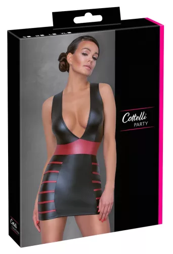 / Cottelli Party - csíkos, testre simuló ruha (fekete-vörös)