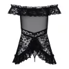 Obsessive Flores - fodros babydoll és tanga (fekete)