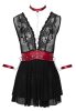 / Cottelli Bondage - nyakpántos csipkés babydoll (fekete)