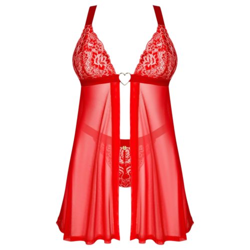 / Obsessive Elianes - csipkés babydoll szett (piros)