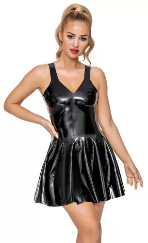 / LATEX - miniruha fodros szoknyával (fekete)