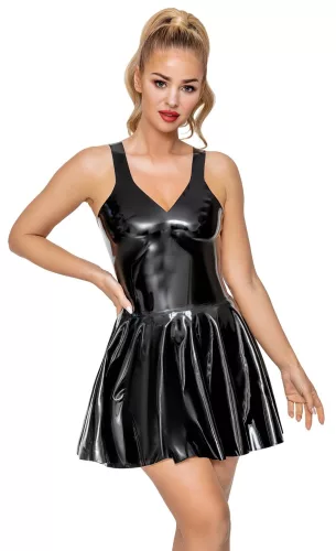/ LATEX - miniruha fodros szoknyával (fekete)