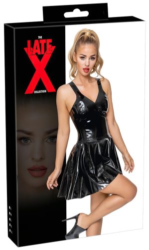 / LATEX - miniruha fodros szoknyával (fekete)