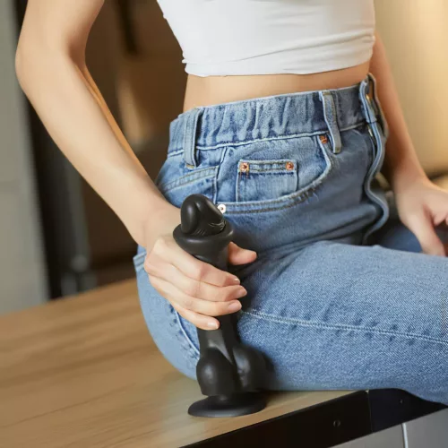Strap-on-me L - kétrétegű, tapadókorongos dildó (fekete)