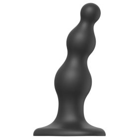   Strap-on-me Beads S - gyöngyös, tapadókorongos dildó (fekete)