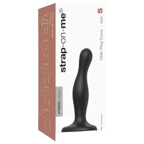 Strap-on-me Curvy S - hullámos, tapadókorongos dildó (fekete)
