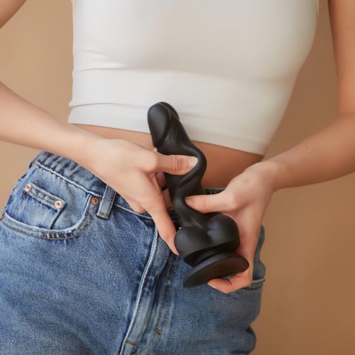 Strap-on-me M - kétrétegű, tapadókorongos dildó (fekete)