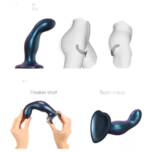 Strap-on-me Snaky M - hajlított anál dildó (kék)
