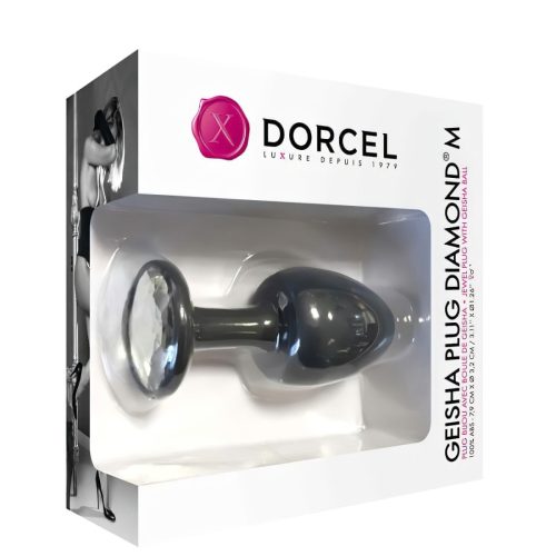 / Dorcel Geisha Plug Diamond M - fehér köves anál plug (fekete)