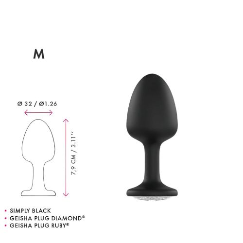 / Dorcel Geisha Plug Diamond M - fehér köves anál plug (fekete)