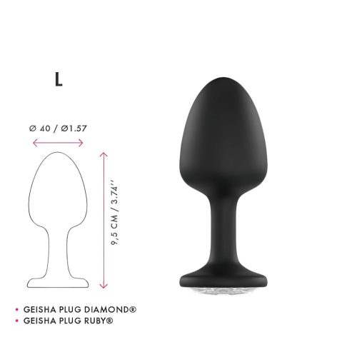 / Dorcel Geisha Plug Diamond L - fehér köves anál plug (fekete)