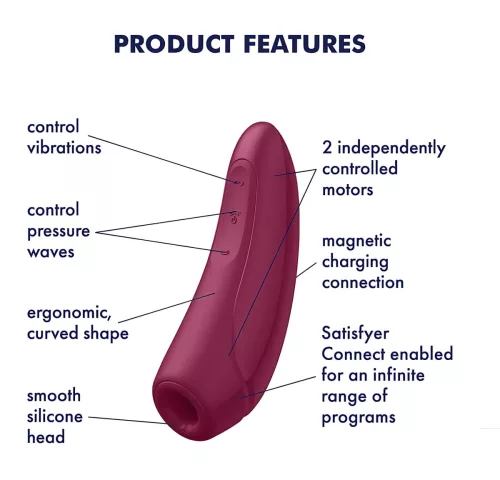 Satisfyer Curvy 1+ - okos léghullámos csiklóizgató (piros)