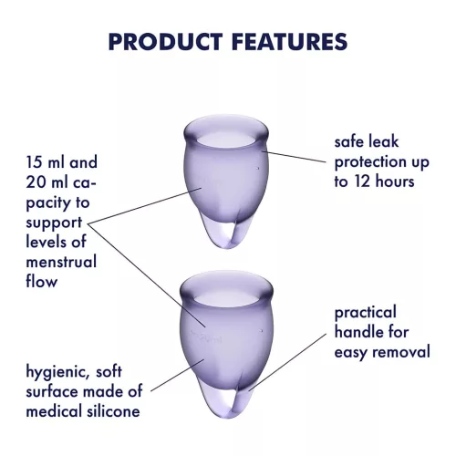 Satisfyer Feel Confident - menstruációs kehely szett (lila)